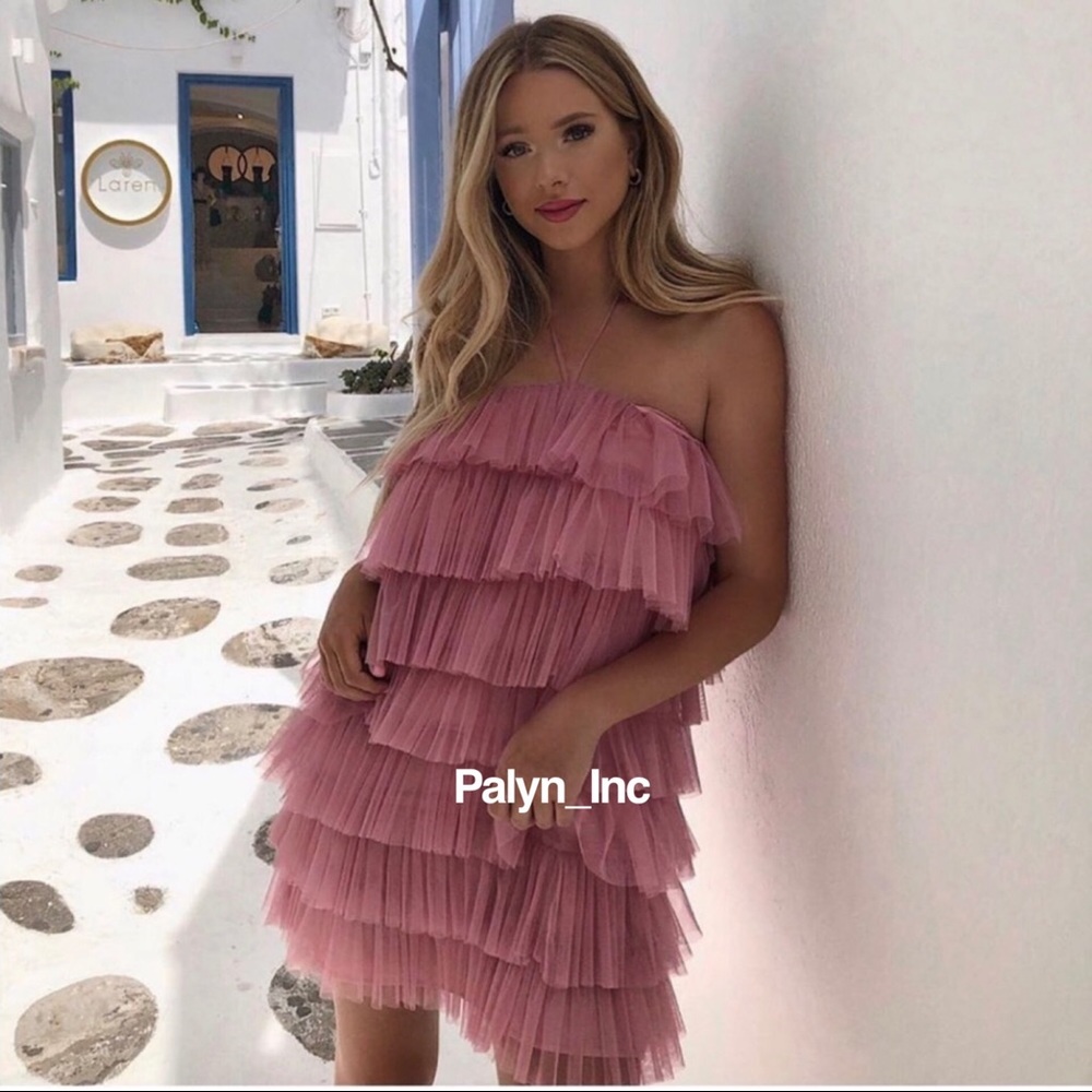ZARA RUFFLED TULLE DRESS PINK - Picture 4 of 8